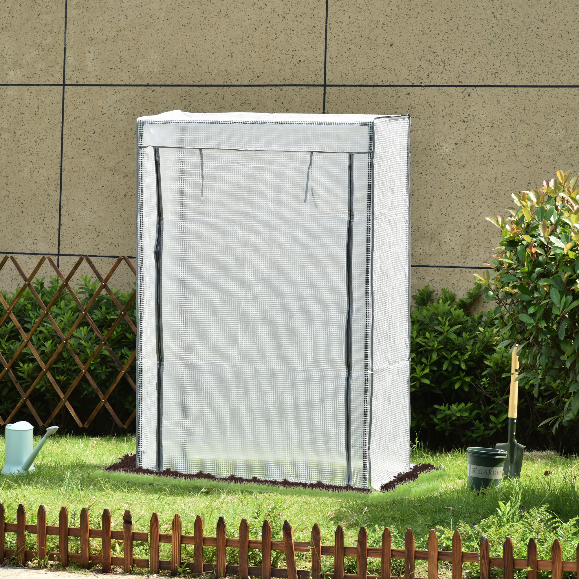 Serre à tomates 100 x 100 x 200 cm avec porte enroulable, mini-serre avec bâche en PE, serre d'extérieur pour jardin, balcon, cour, blanche - 8