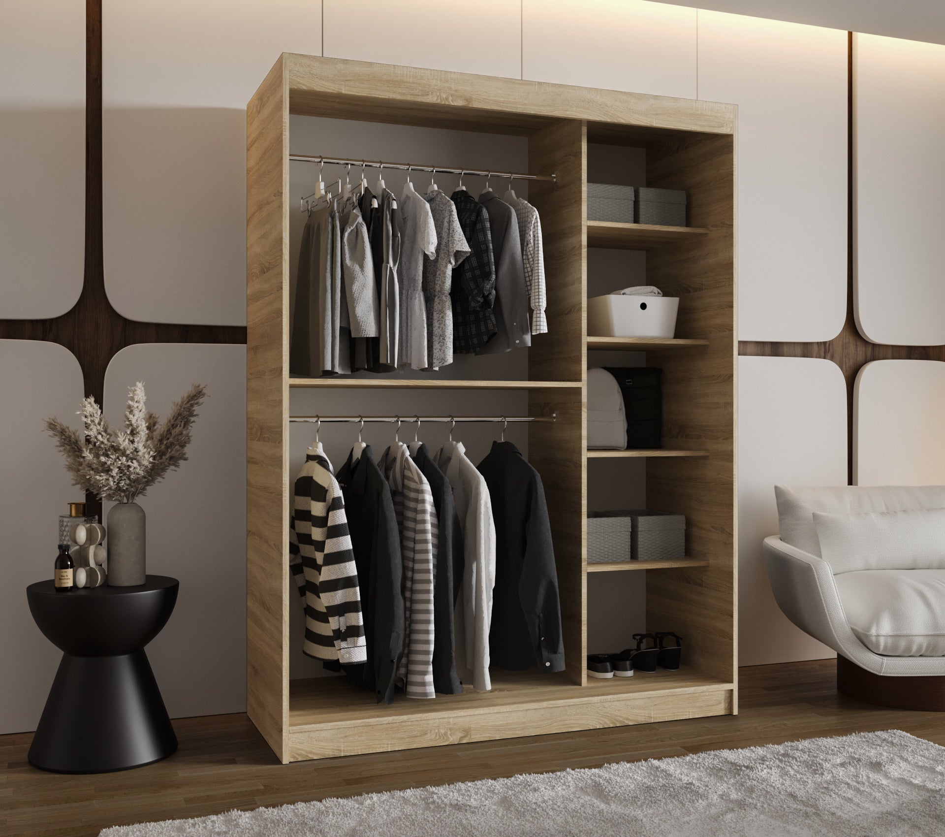 Szafa przesuwna garderoba MOKA 150 x 62 x 200 cm Sonoma - 3