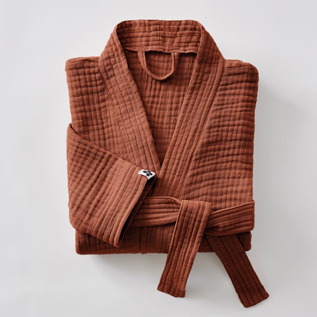 Peignoir Kimono Mixte S/M – Double Gaze de Coton Gaïa Terracotta