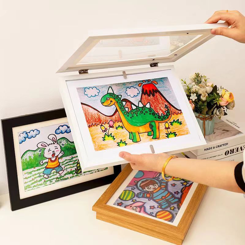 Cadre photo mural magnétique créatif pour enfants, 2pcs sans perçage, multifonction, rangement, style moderne et minimaliste - 3