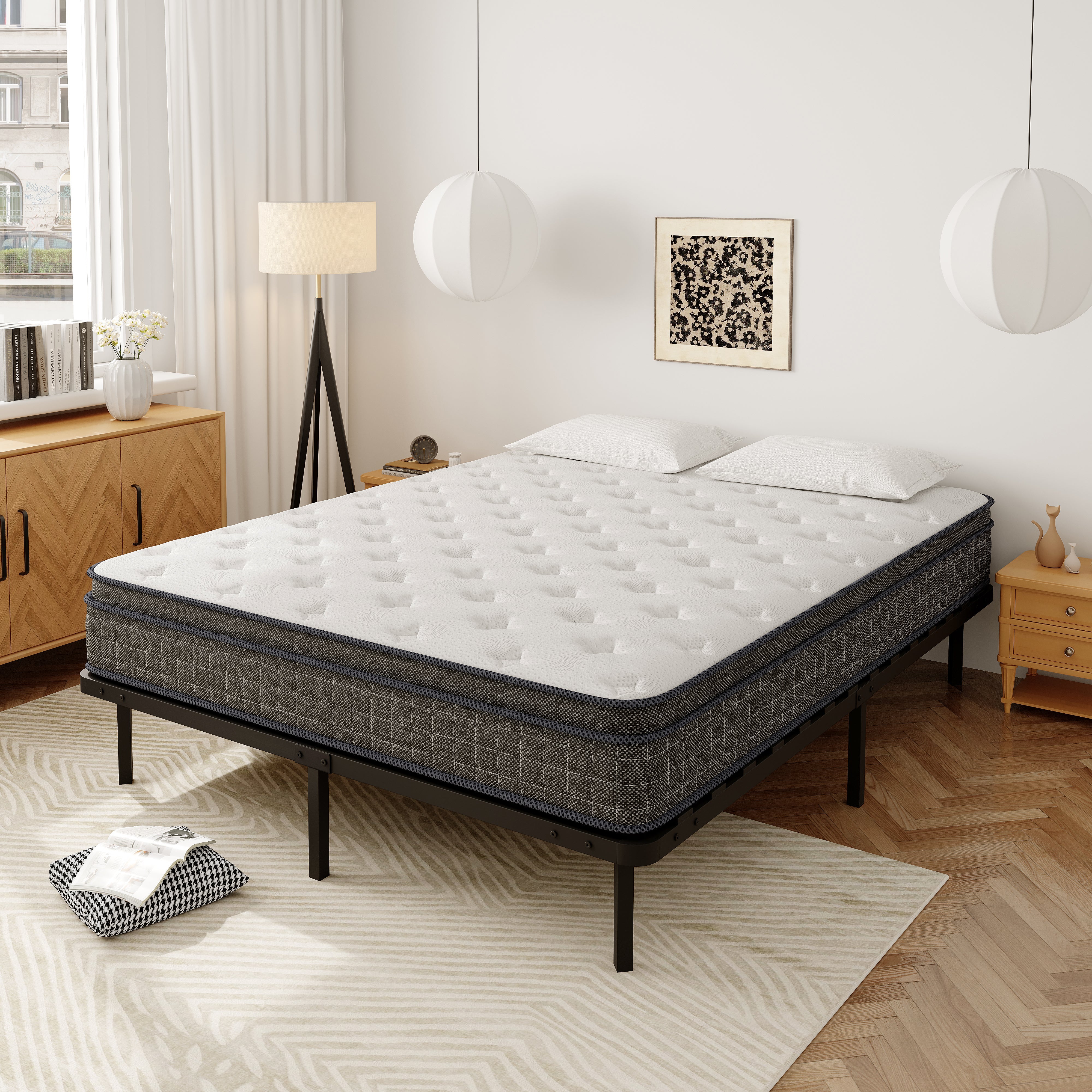 STANEW Sommier à Lattes 160x200, 9 Pieds Inclus, Lit 2×14 Lattes - 4