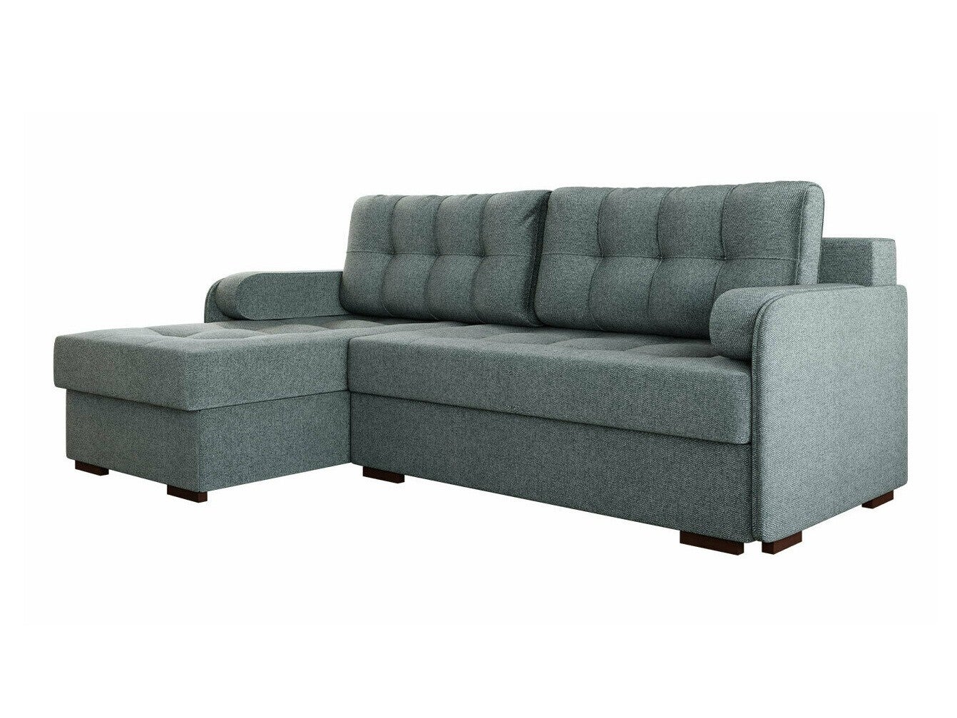 Sofá rinconero carlsbad 123, gris, función de descanso, caja de ropa de cama, 210x145x90cm