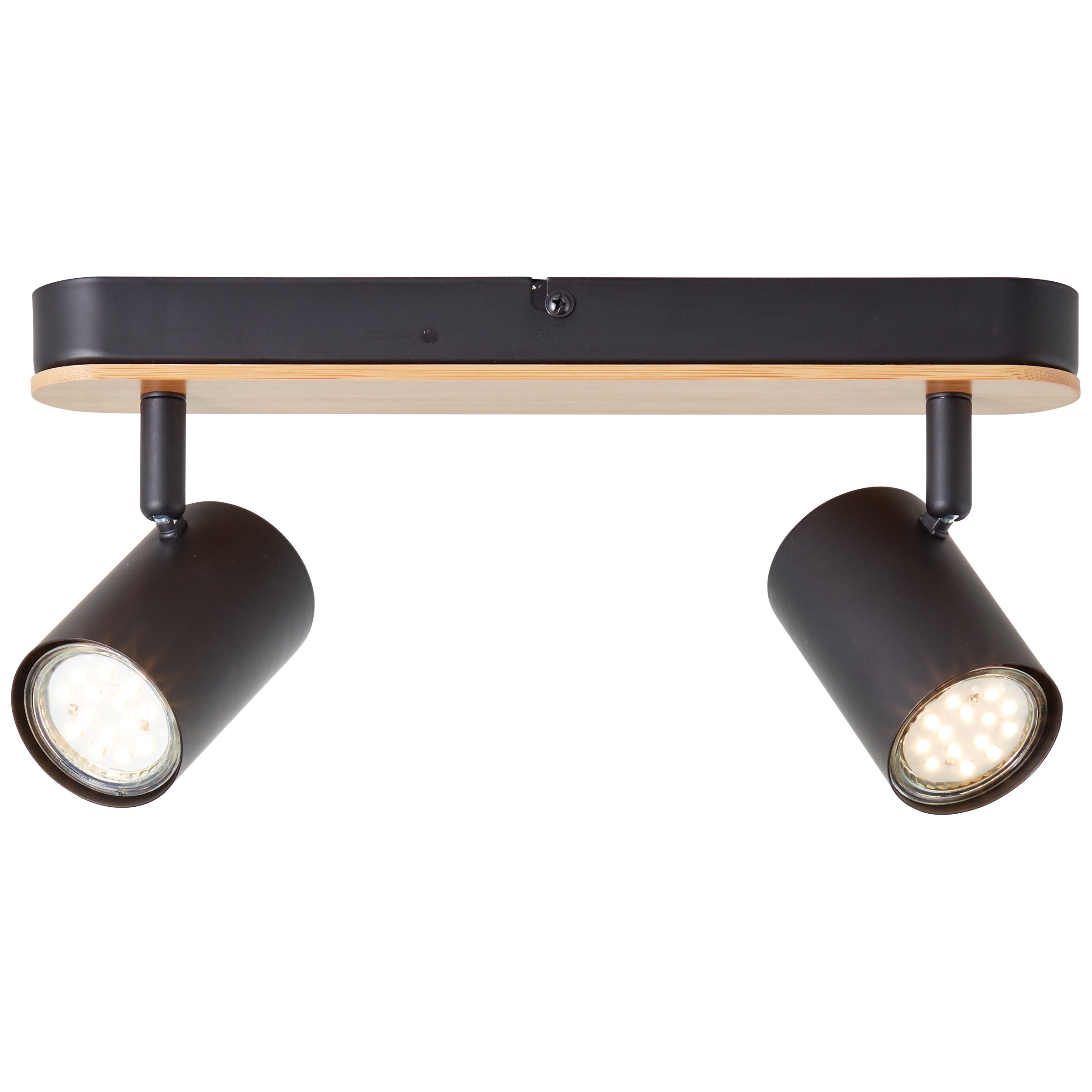 Listwa oświetleniowa Brilliant Niels 2-płomienna matowa czarna/naturalna, metal/bambus, 2x LED, GU10, 10 W