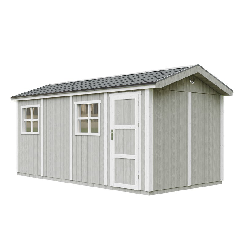 Domek ogrodowy najwyższej jakości 11,47 m² - wys. 252x250x530 cm - z podłogą i płytkami bitumicznymi - Timbela M915C-TUNDRA GREY