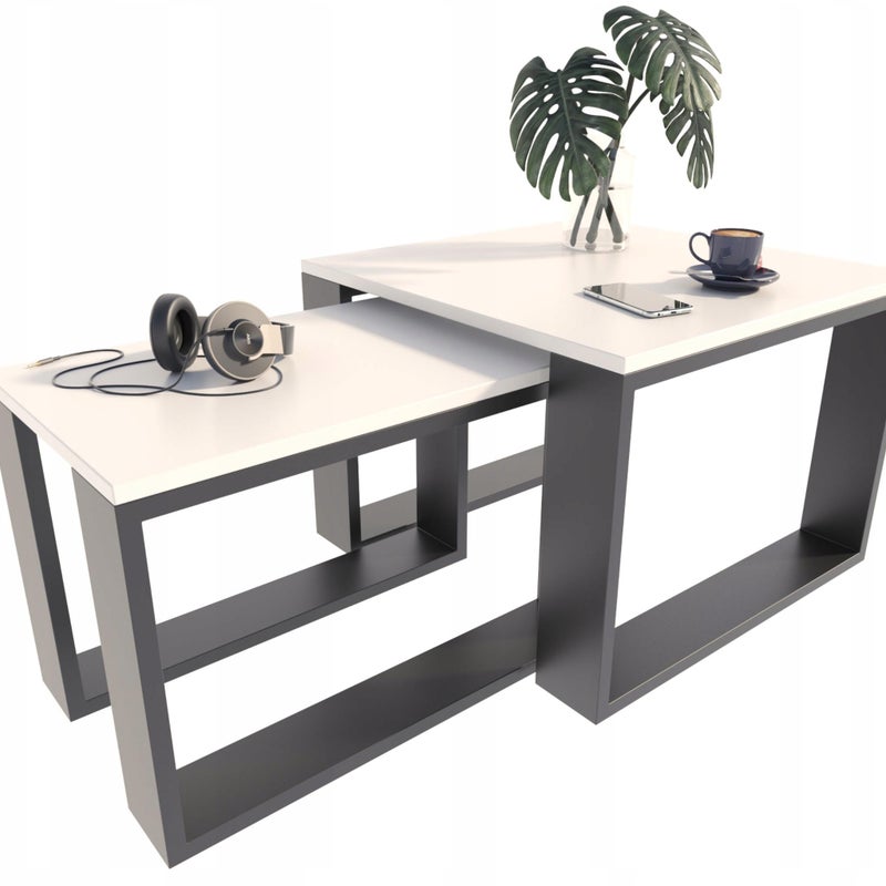 Ława stolik kawowy podwójny LOFT-PER biały-czarny PER