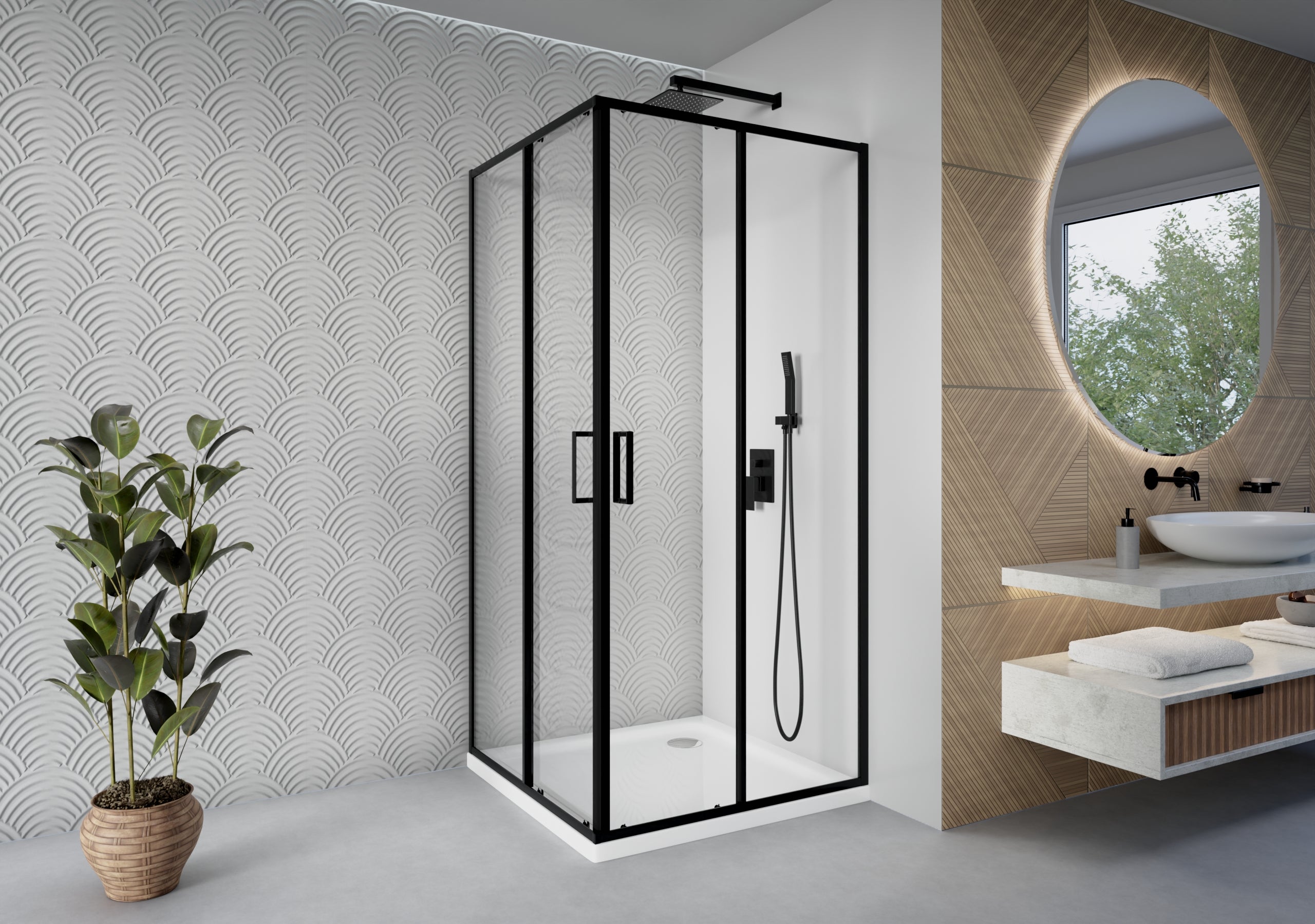 Kabina prysznicowa FERMI kwadratowa 70x70cm czarna SEVANTE - 3