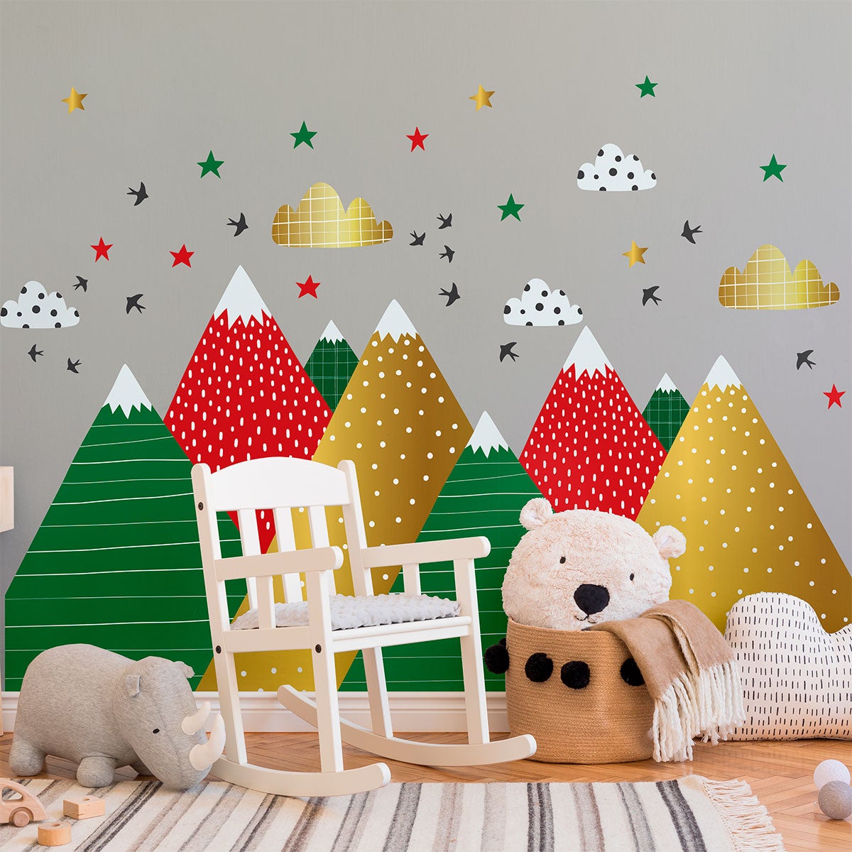 Pegatinas de montañas navideñas escandinavas - adhesivo de pared - revestimiento sticker mural decorativo - 50x75cm - 7