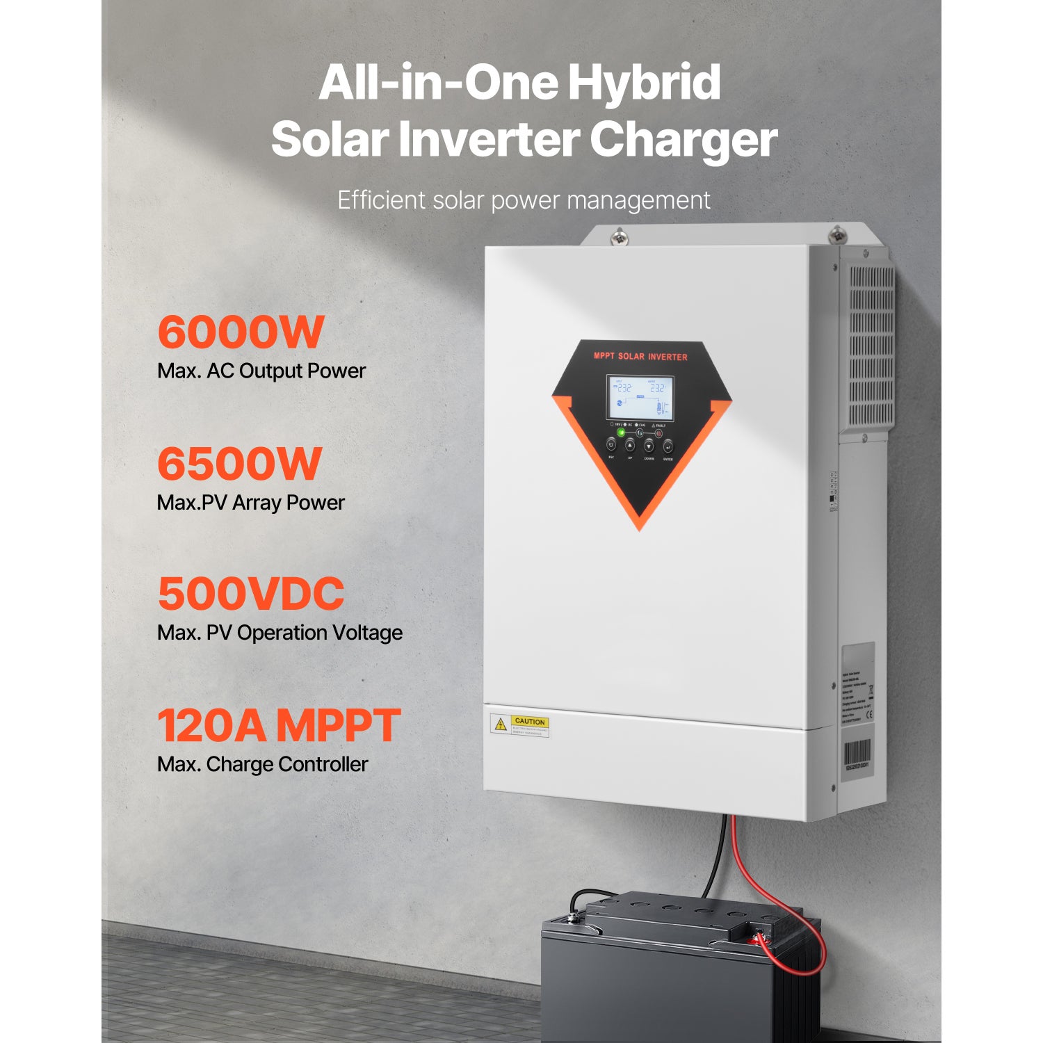 Onduleur Solaire Hybride 6kW, Appareil Tout-en-Un à Onde Sinusoïdale Pure, 48V CC à 220/230V CA, avec Contrôleur Solaire MPPT 120A Intégré SucceBuy - 4