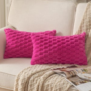 Taie D'oreiller Lombaire De Noël Rose - Père Noël Rayé 12x20 Pouces - Super Doux