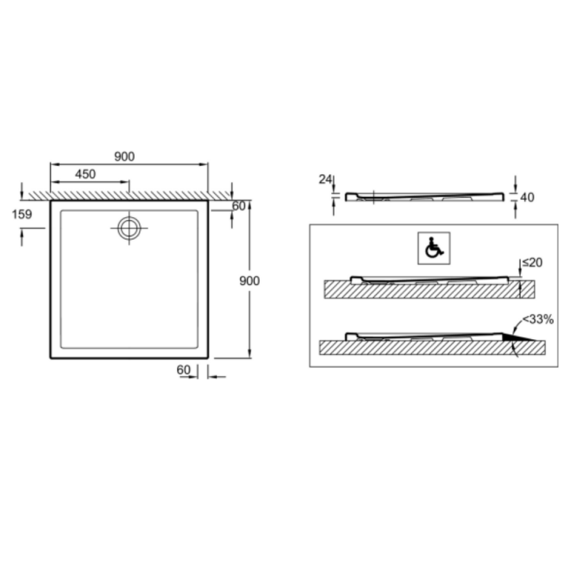 Receveur de douche 90 x 90 JACOB DELAFON Kyreo ceramique carré blanc - 5