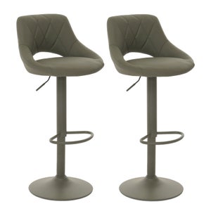 Baiyun Set Di 2 Sgabelli Da Bar Con Schienale - Altezza Regolabile 81-101 Cm, Base In Metallo, Sedile In Plastica, Poggiapiedi, Bianco, Portata 150 Kg