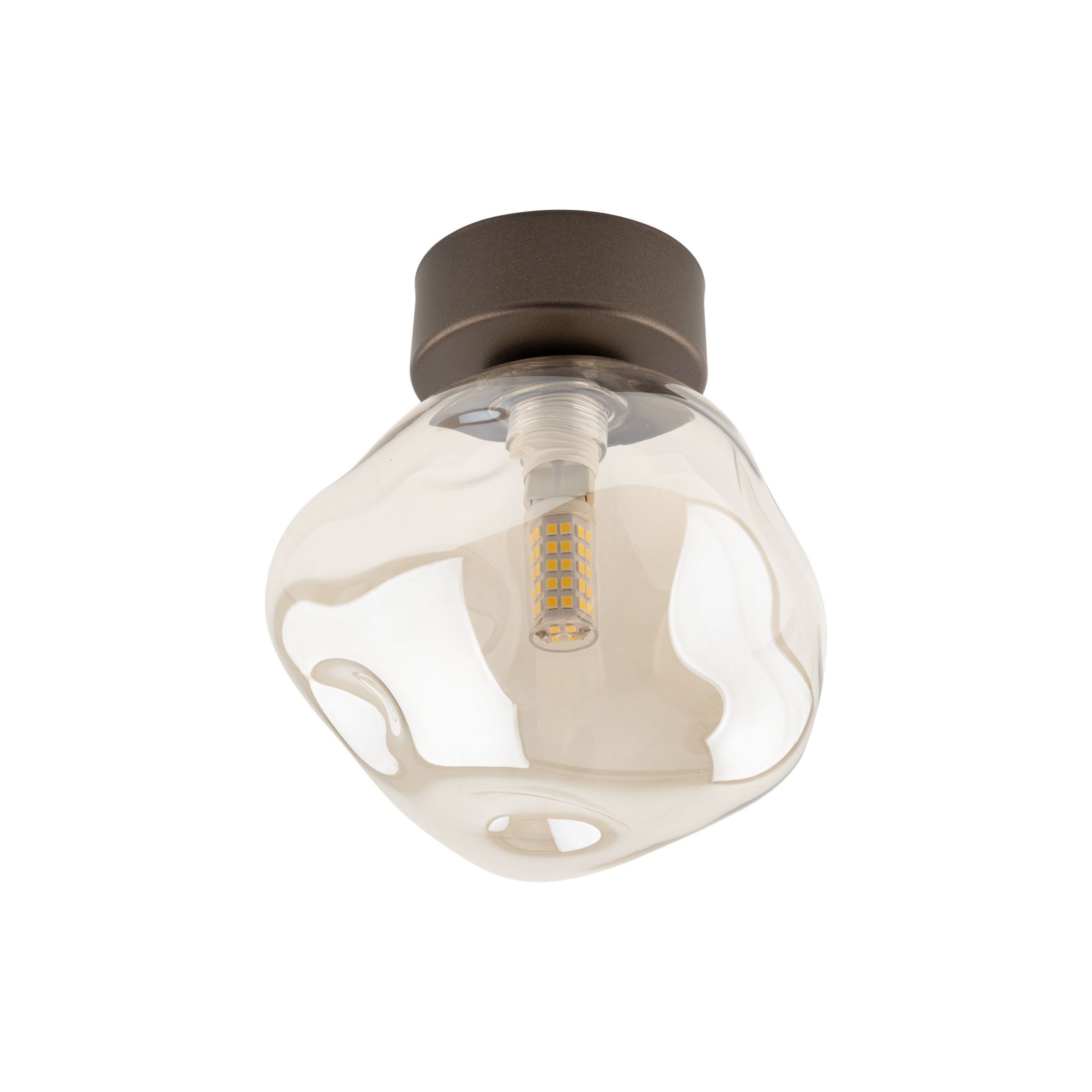 Brązowa Lampa Sufitowa Kinkiet Tk Lighting Lava Plafon 1Xg9 Koniakowy Nieregularny Klosz