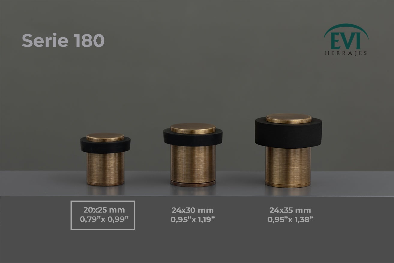 Lot de 4 butées de sol 20 x 25 mm, en cuir de laiton avec caoutchouc de protection noir, à visser, EVI Herrajes - 5