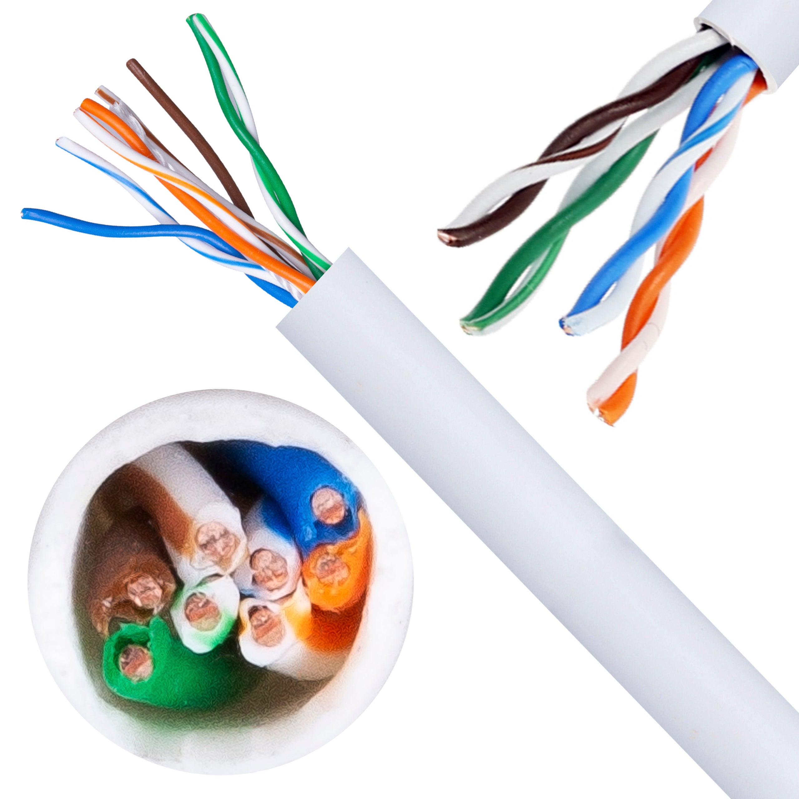 Kabel sieciowy U/UTP kat.5e skrętka 4x2x0,45mm wewnętrzny Eca PVC biały DAHUA 100m