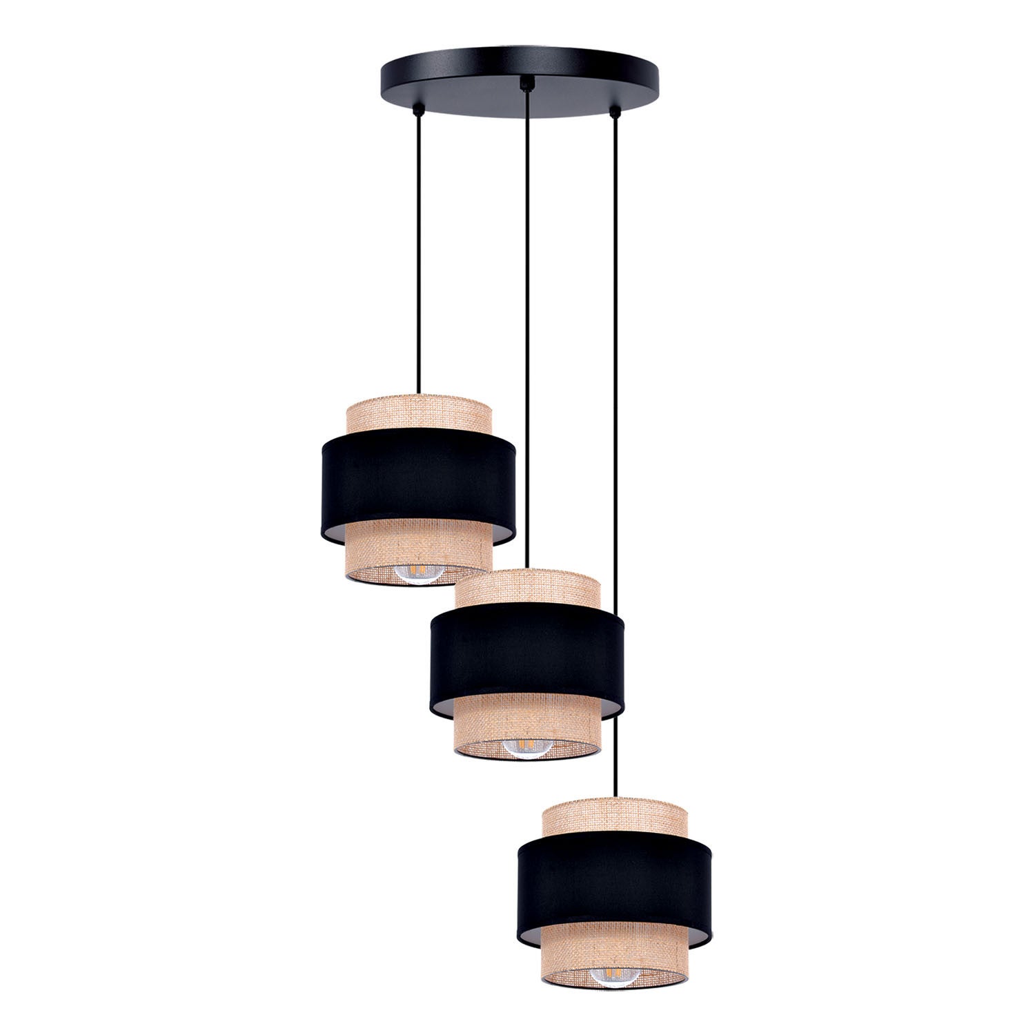 Lampa wisząca Diuna czarno-beżowa 3xE27x40W wym: 100 x 45 x 45 cm tkanina Kaja