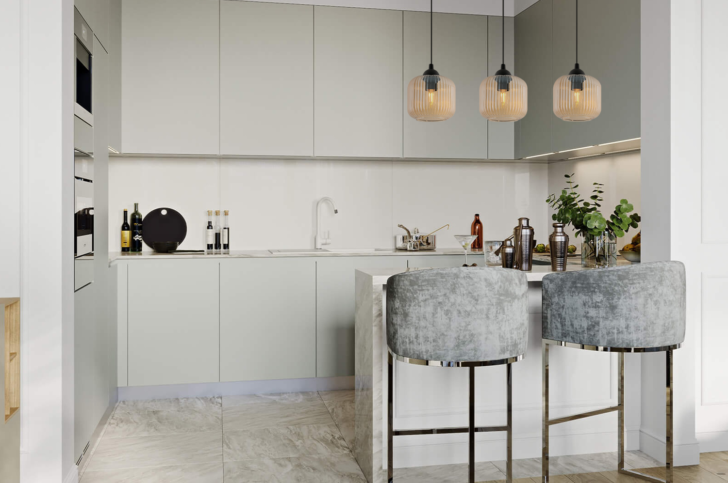 Lampa sufitowa wisząca Riffle loft 3xE27 klosz walec miodowy Light Home LH - 4