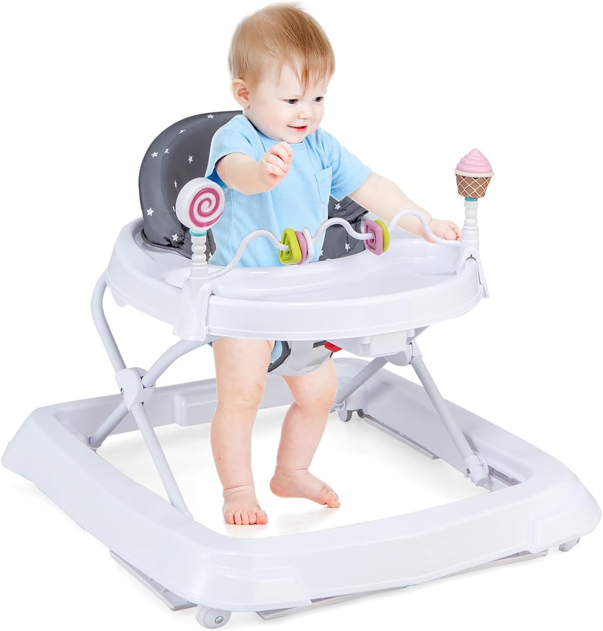 Trotteur Bébé 6-36 Mois Multifonctionnel, Trotteur Bébé Évolutif 3-en-1 Minicar Avec Panneau Intelligent 4 Roues Avec 2 Vitesses Rose 96206423