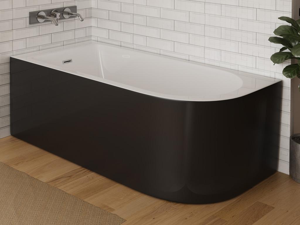 Wanna narożna - 240L - 170 x 75 x 58 cm - Czarna - Lewy narożnik - ANIKA