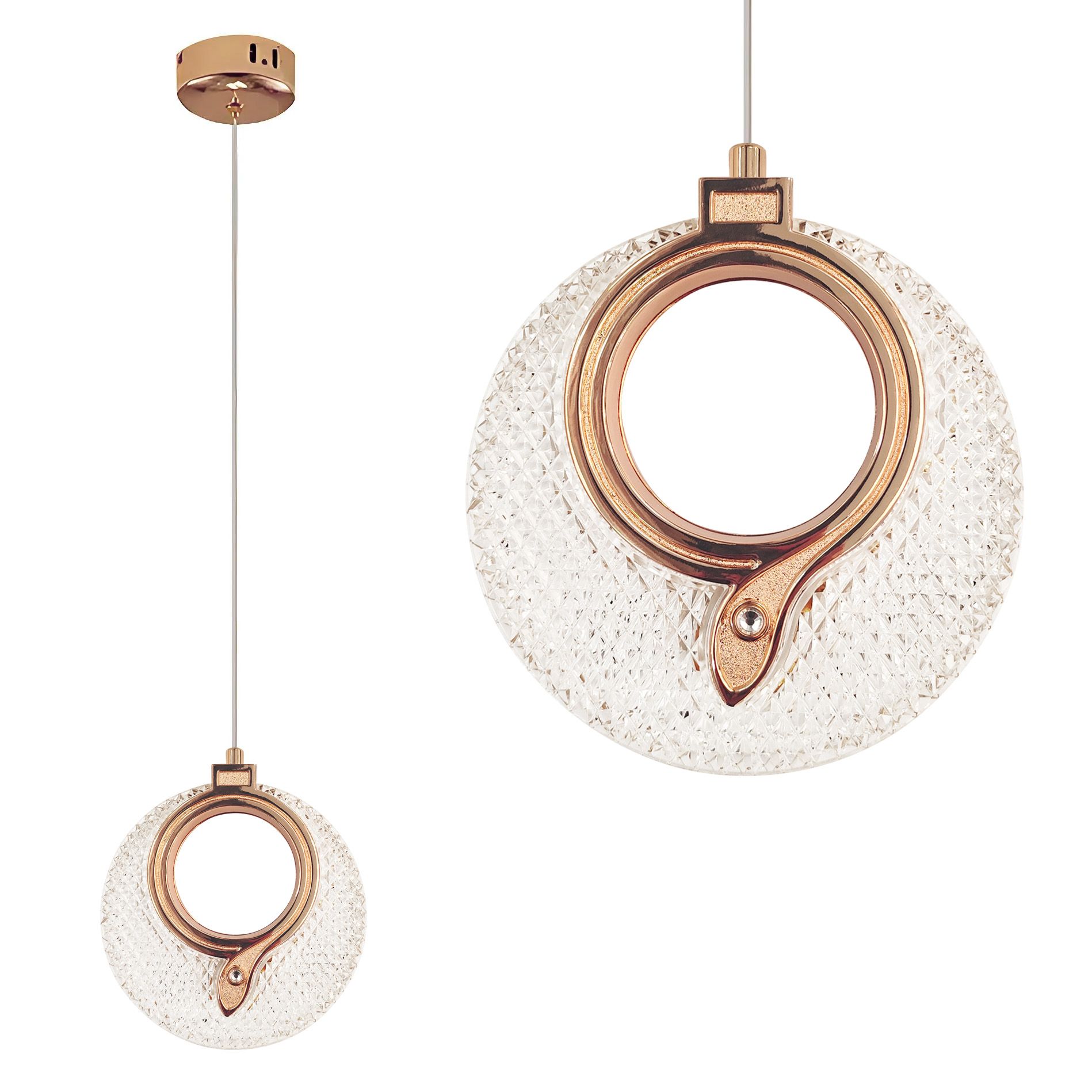 Lampa Sufitowa Wisząca Kryształowa Led Toolight Lhj110-1Cp Złoty