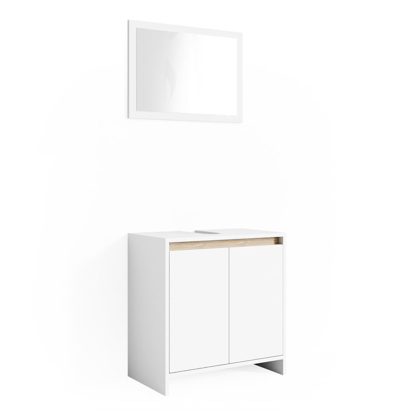 Vicco Zestaw mebli łazienkowych Emma, Biały/Sonoma, 2 części