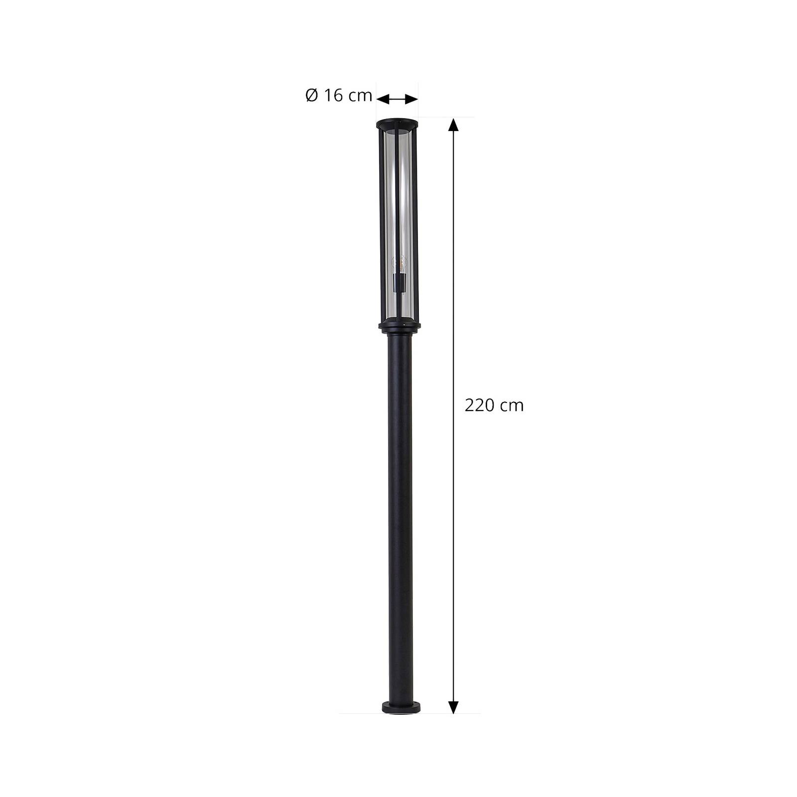 Lucande lampada da esterno Alivaro, nero, 220 cm, E27, IP65, Candelabro, lampada da esterni - 5