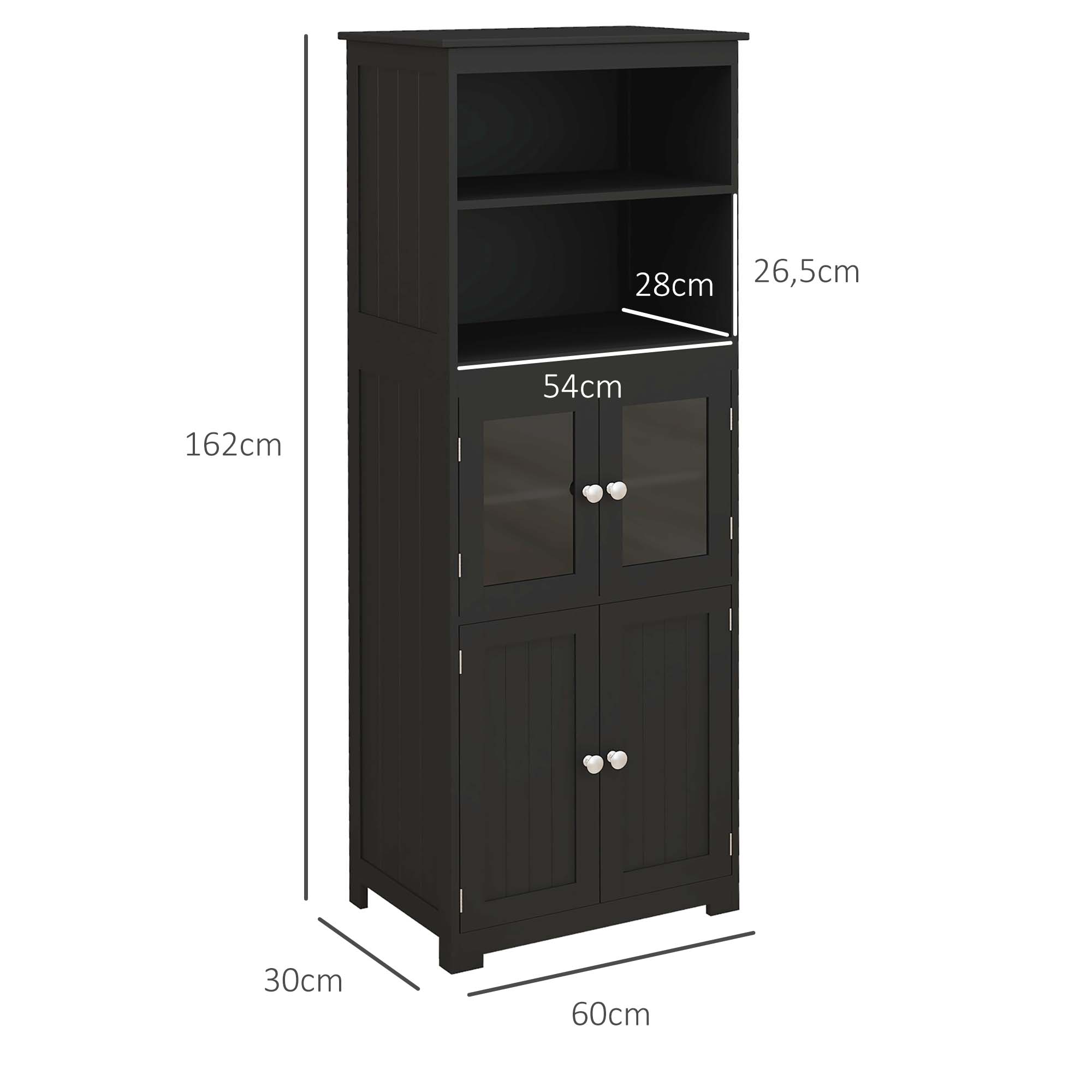 Vaisselier MDF noir 4 portes HOMCOM - 3