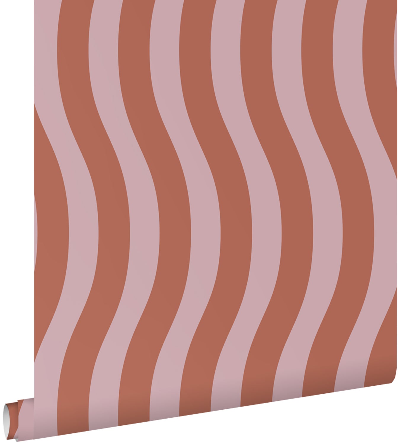 Tapeta faliste paski terakoty różowej - 50 x 900 cm - ESTAHOME
