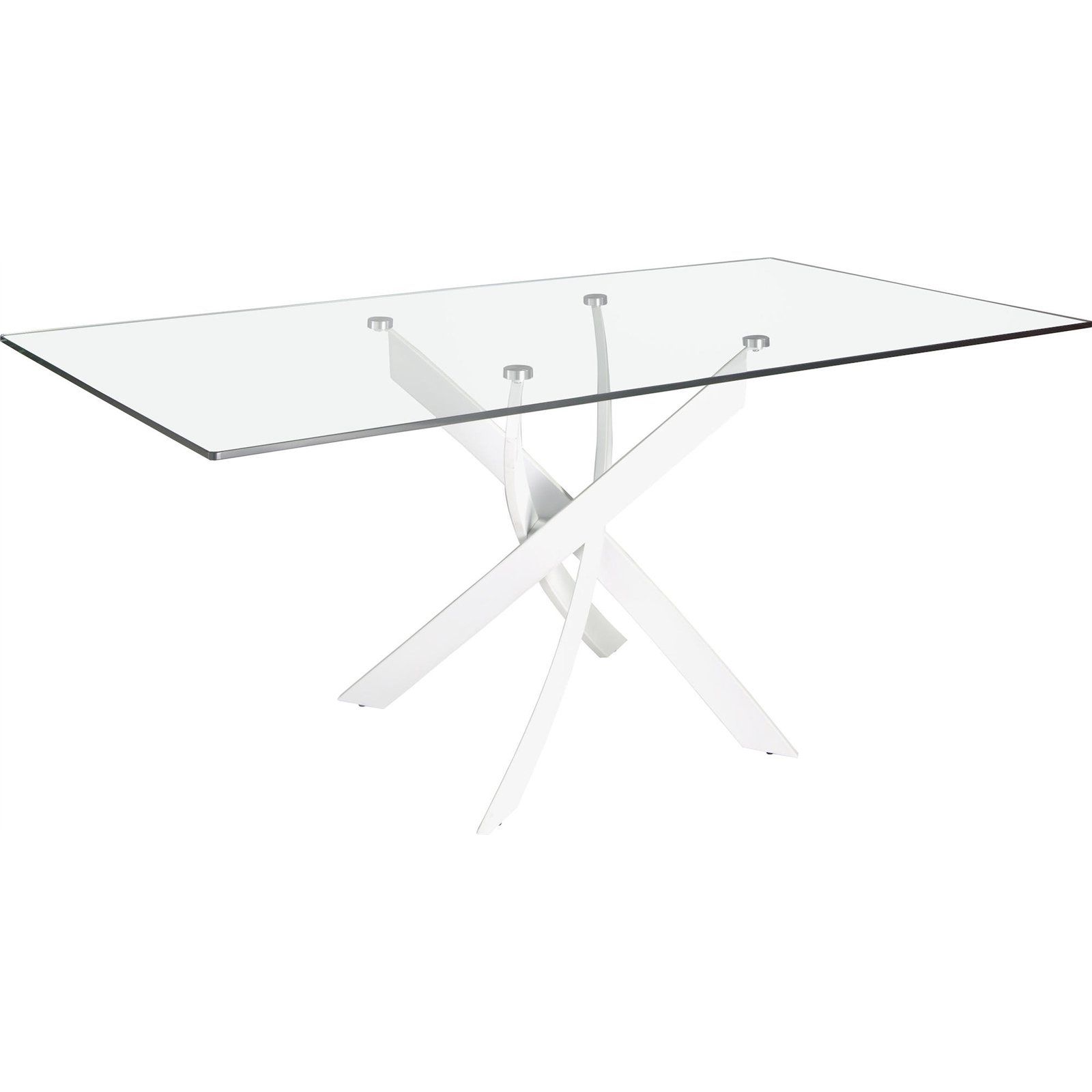 Table à manger design verre et pieds blancs Angel Cerda 180 x 95 x 75 ...