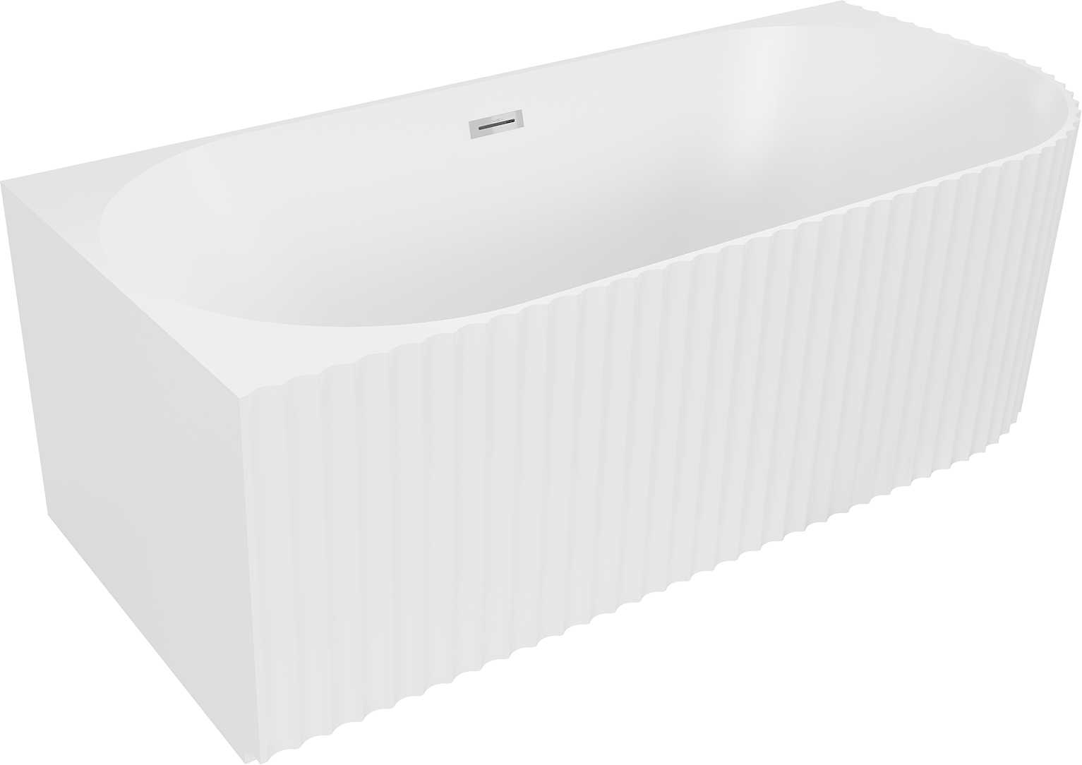Mexen Gia wanna wolnostojąca narożna ryflowana lewa 150 x 75 cm, biała mat, przelew chrom - 52701507501L-01
