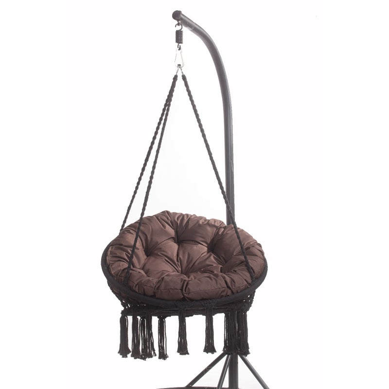 PODUSZKA OGRODOWA NA FOTEL WISZĄCY BOCIANIE GNIAZDO 90x90 CM BRĄZOWA PODUCHA NA HUŚTAWKĘ PODUSZKA NA KOKON PODUSZKA NA KRZESŁO DWUSTRONNA