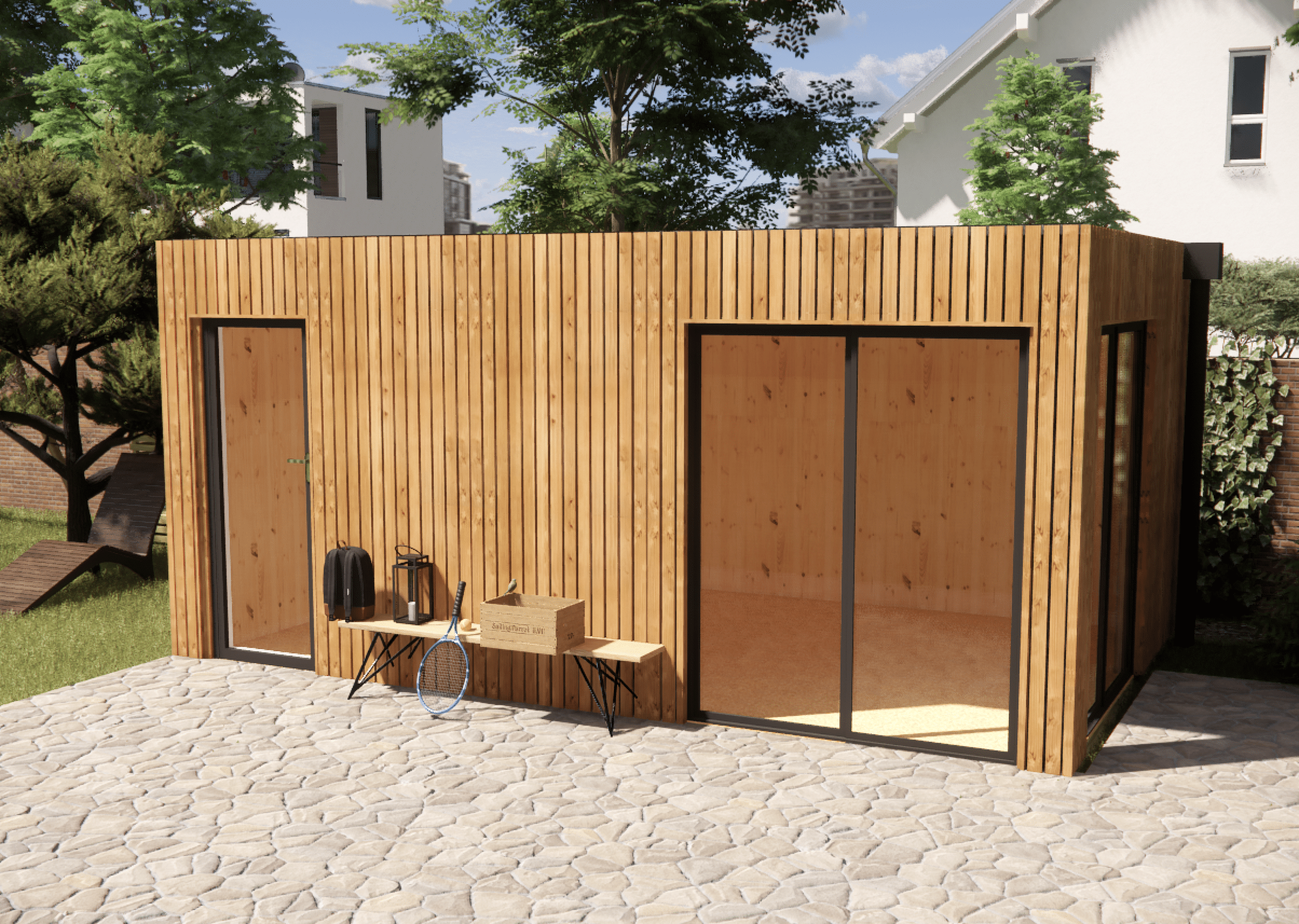 Annexe de jardin bois en bois 5,5 x 3,5 x 2,7 m avec plancher isolé - 6