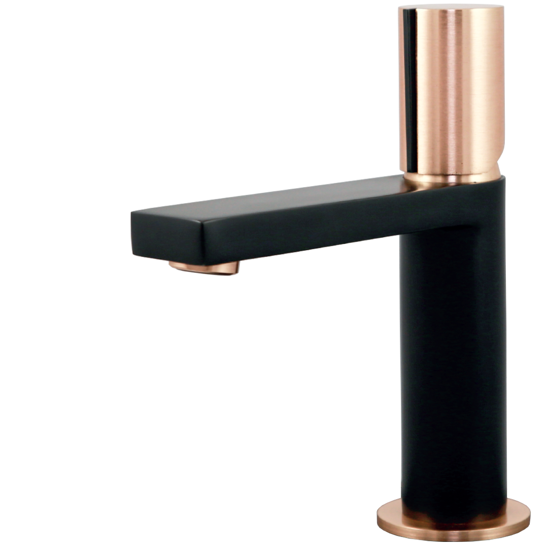 Exil niska bateria umywalkowa czarny i różowe złoto