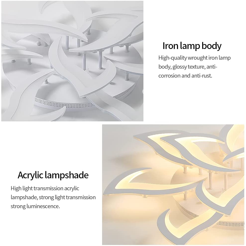 COMELY Plafonnier LED Dimmable 84W 9450LM, Lampe de Plafond Moderne en Forme de Pétale 3000K-6500K, Luminaire Créatif pour Salon,Chambre,Hall d’Entrée - 8