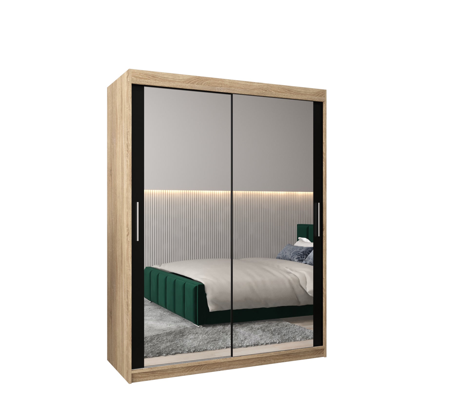 Szafa przesuwna garderoba TOKYO 3 150 x 62 x 200 cm Sonoma + Czarny - Abiks Meble