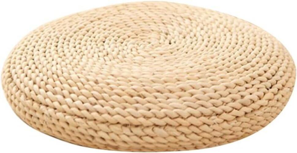 Okrągła, naturalna, ręcznie tkana poduszka pufowa wypełniona jedwabiem, miękka poduszka na krzesło do jogi