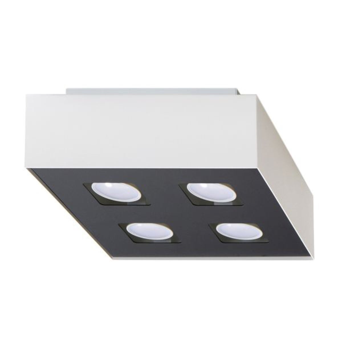 Reflektor sufitowy spot natynkowy Mono kwadratowy czarno-biały 4xGU10x40W wym: 24 x 24 cm metal Sollux Lighting