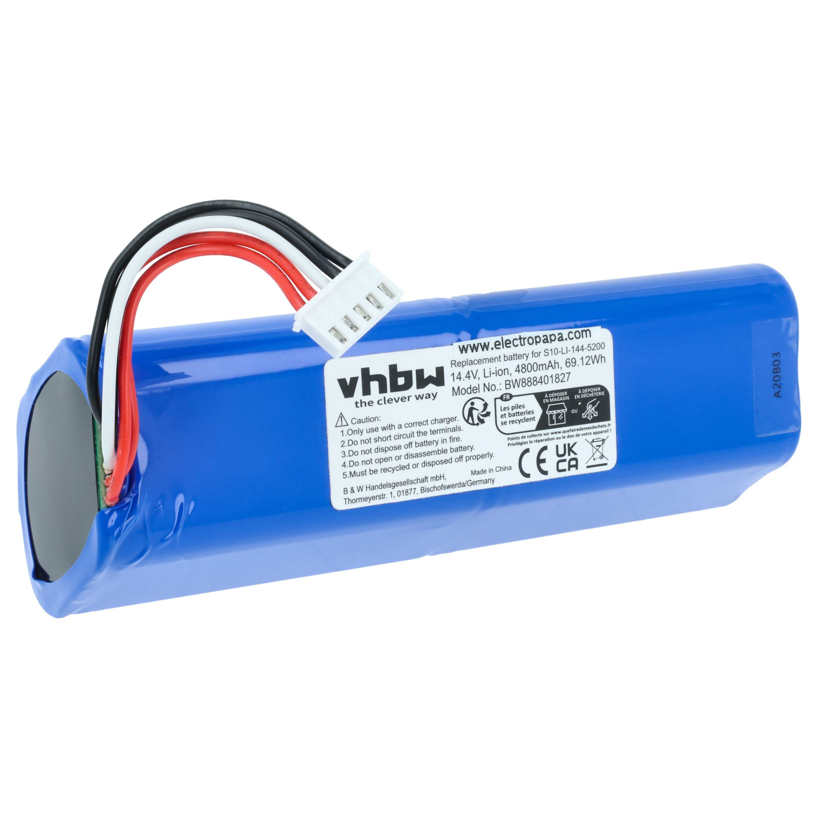 vhbw Batterie compatible avec Ecovacs Deebot Ozmo T8 Aivi DBX11-11 aspirateur, robot électroménager (6800mAh, 14,4V, Li-ion