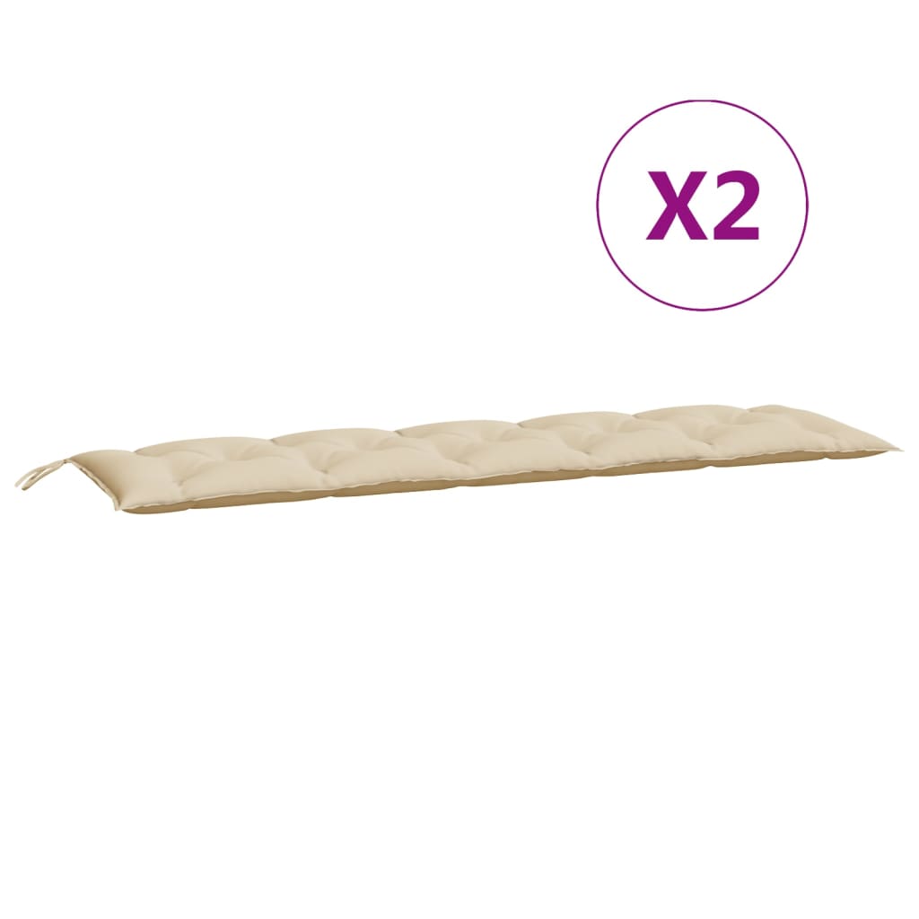vidaXL Cojines de banco de jardín 2 uds tela Oxford beige 180x50x7 cm - 5