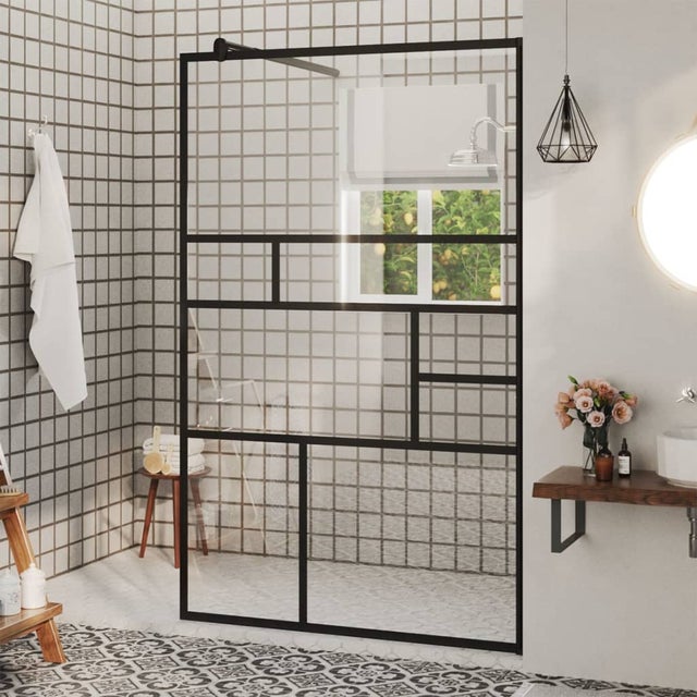 Mampara ducha accesible vidrio ESG transparente negro 100x195cm vidaXL