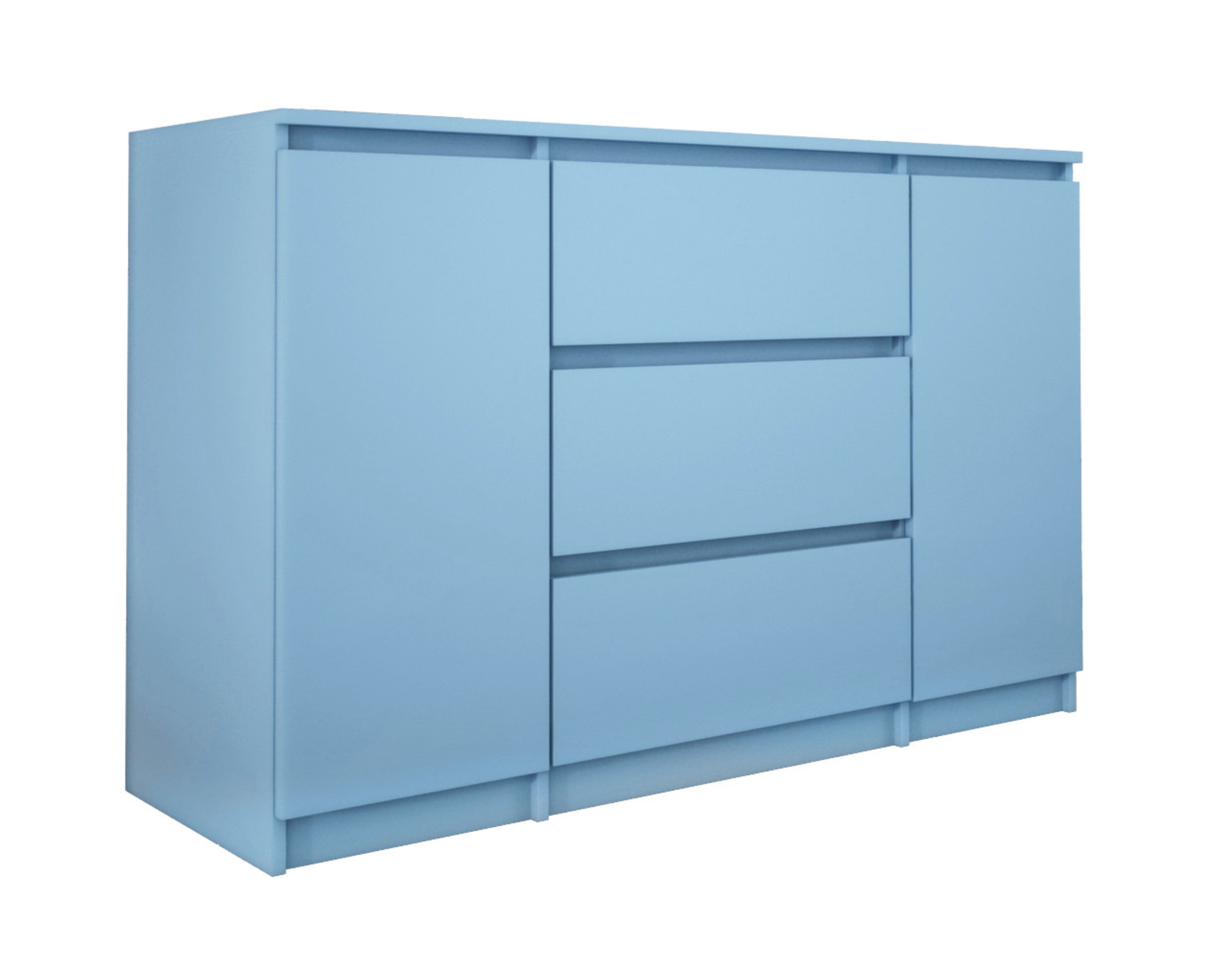 Komoda 2-drzwiowa z 3 szufladami, 120 x 78 x 39 cm, kolor: błękitny