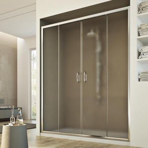 Cabine De Douche Atéa H180 90x120cm Verre Transparent 2 Portes Pliantes Pivotantes (sans Receveur) - Cabine de douche