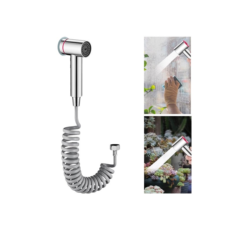 Przenośna słuchawka WC bez instalacji - Bidet do higieny intymnej z elastycznym wężem 2m - Spryskiwacz wody do toalet, z podstawką