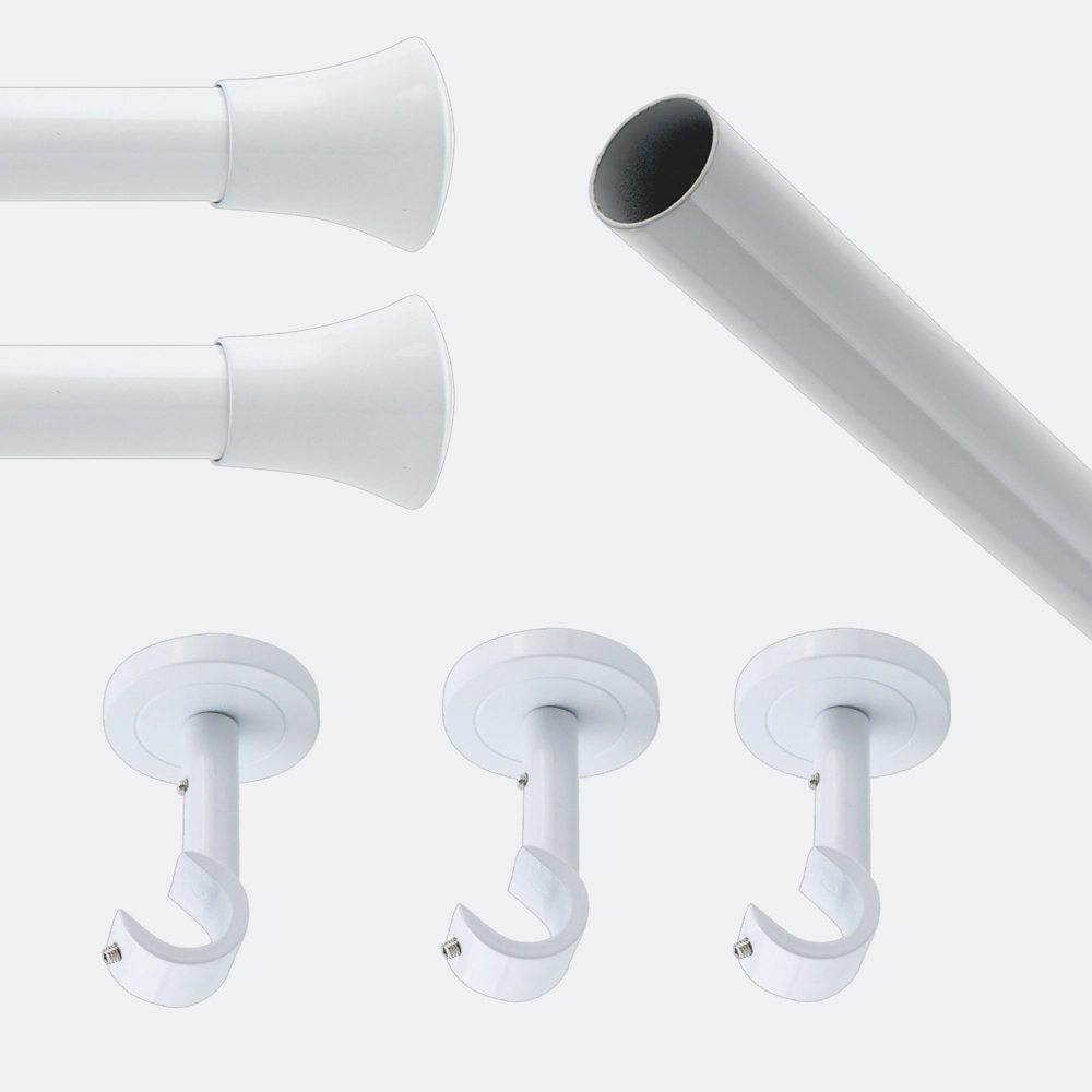 BOULET Kit Barre à Rideaux 3M00 Tendance 20mm Plafond Capuchon Nickel Mat