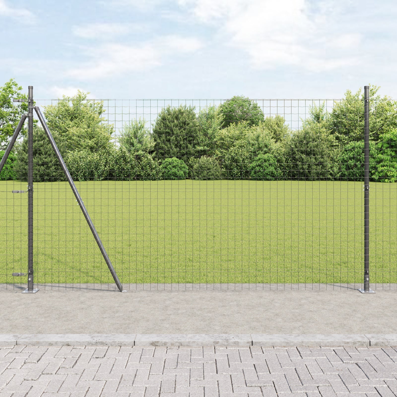 Słupek ogrodzeniowy. 7 pcs Szary Stal vidaXL