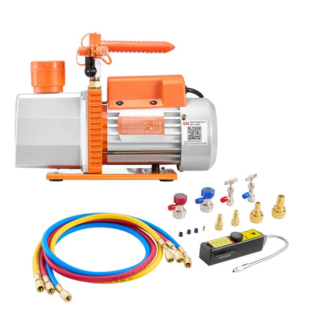 Kit de pompe a vide SucceBuy et manometre 7 CFM 198 L/min, pompe a vide a palettes rotatives a 2 etages, pour climatiseurs automobiles et domestiques
