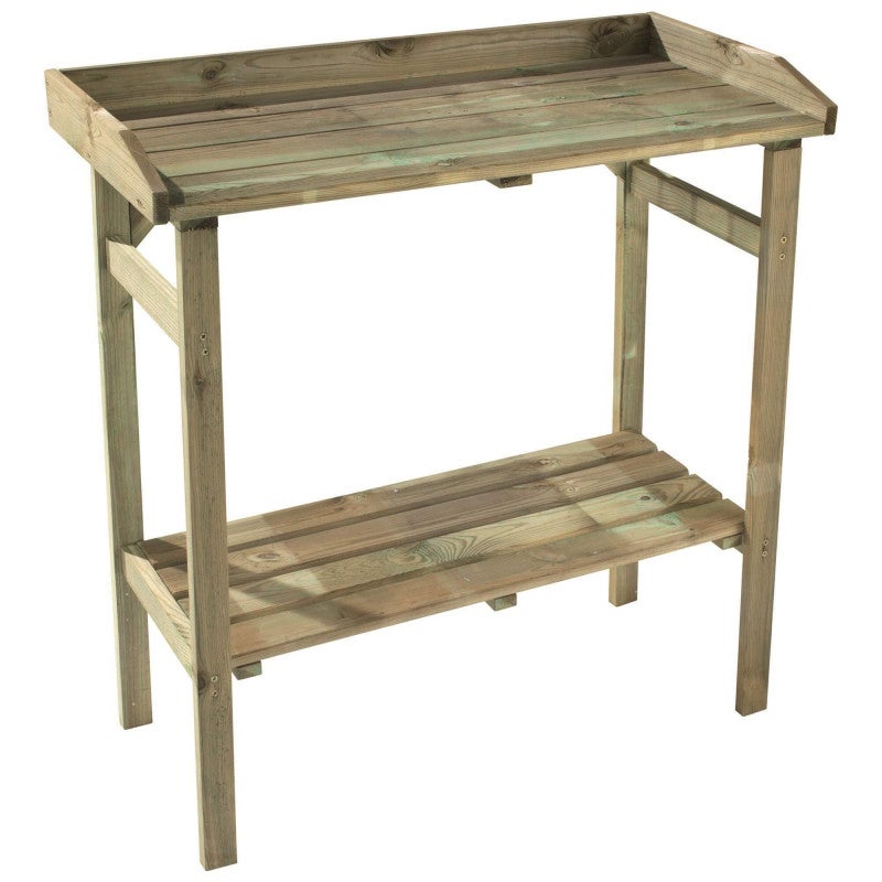 Table De Rempotage COSTWAY En Bois Sapin - Étagères Et Crochets 150kg