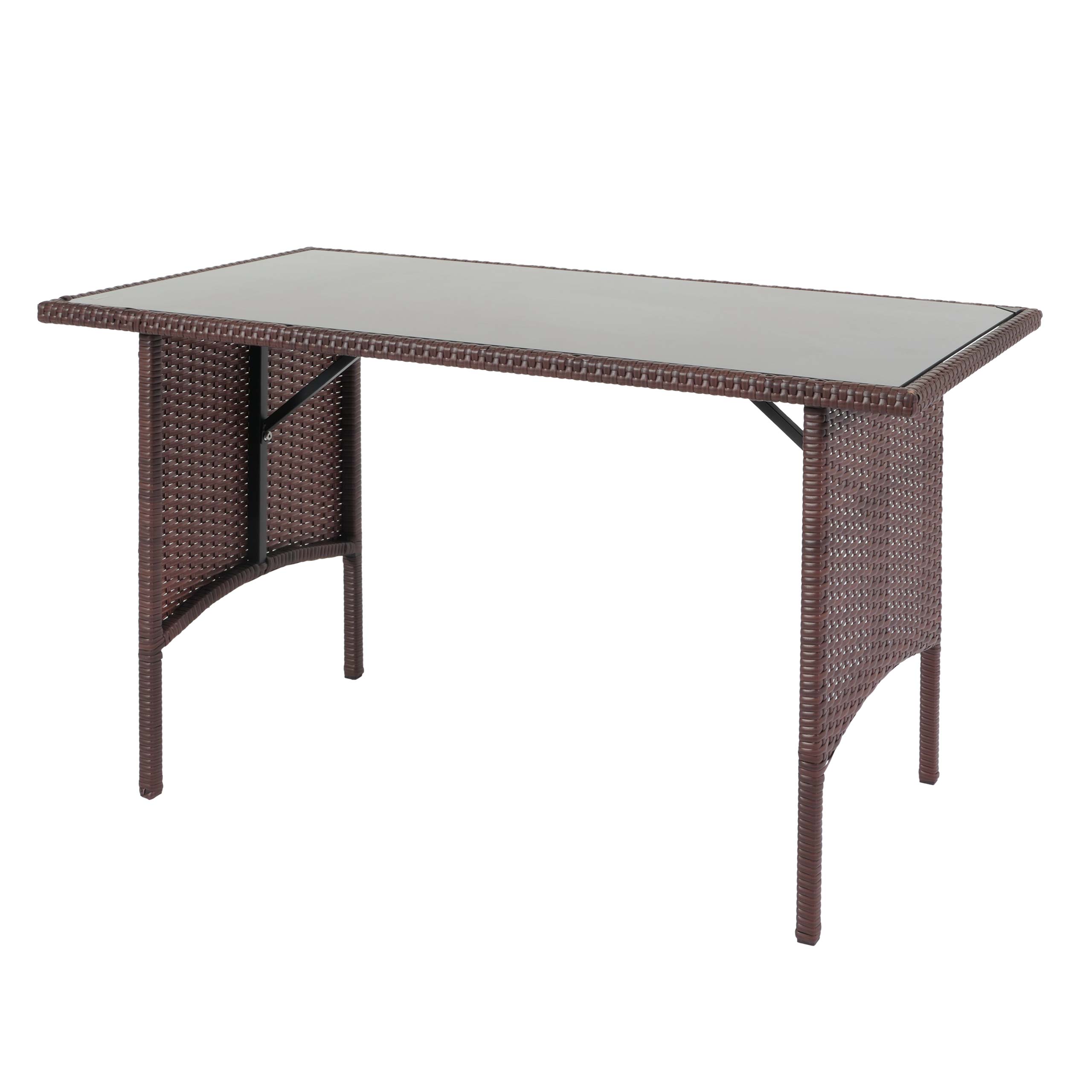 Stół jadalniany z polirattanowym blatem HWC-G16, stół do jadalni, stół ogrodowy, stół gastronomiczny 112 x 60 cm ~ brązowy