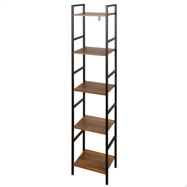 Max Home Estantería madera fija reforzada 5 estantes 30x24x144 cm