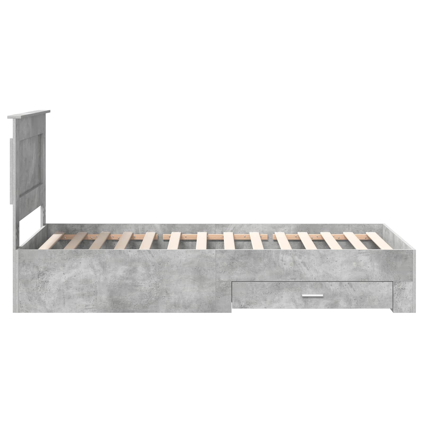Cadre de lit en panneau de bois, gris béton et argent, pour la chambre, 75 × 190 cm - 8