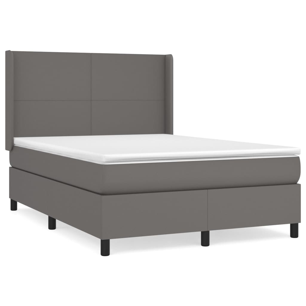 Cama box spring con colchón cuero sintético gris 140x200 cm | Leroy Merlin
